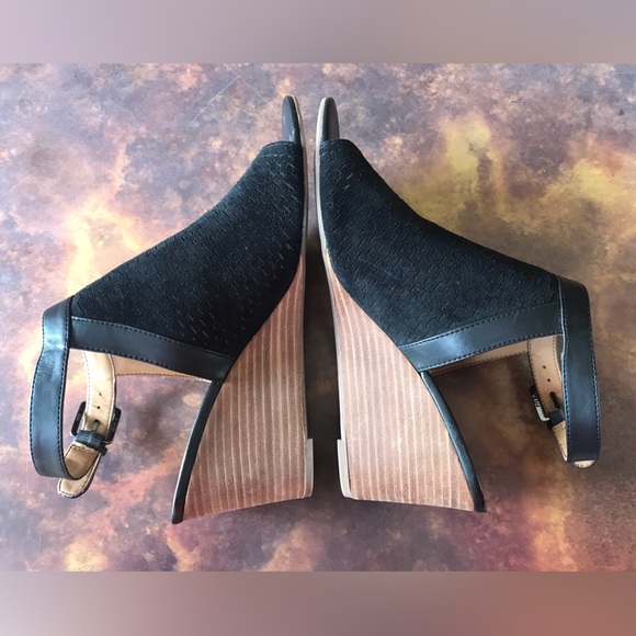 Franco Sarto 3” Black Sandal Wedge Heels - Picture 5 of 10